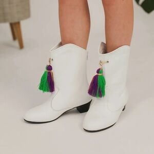 Mardi Gras Boots with Colorful Tassels